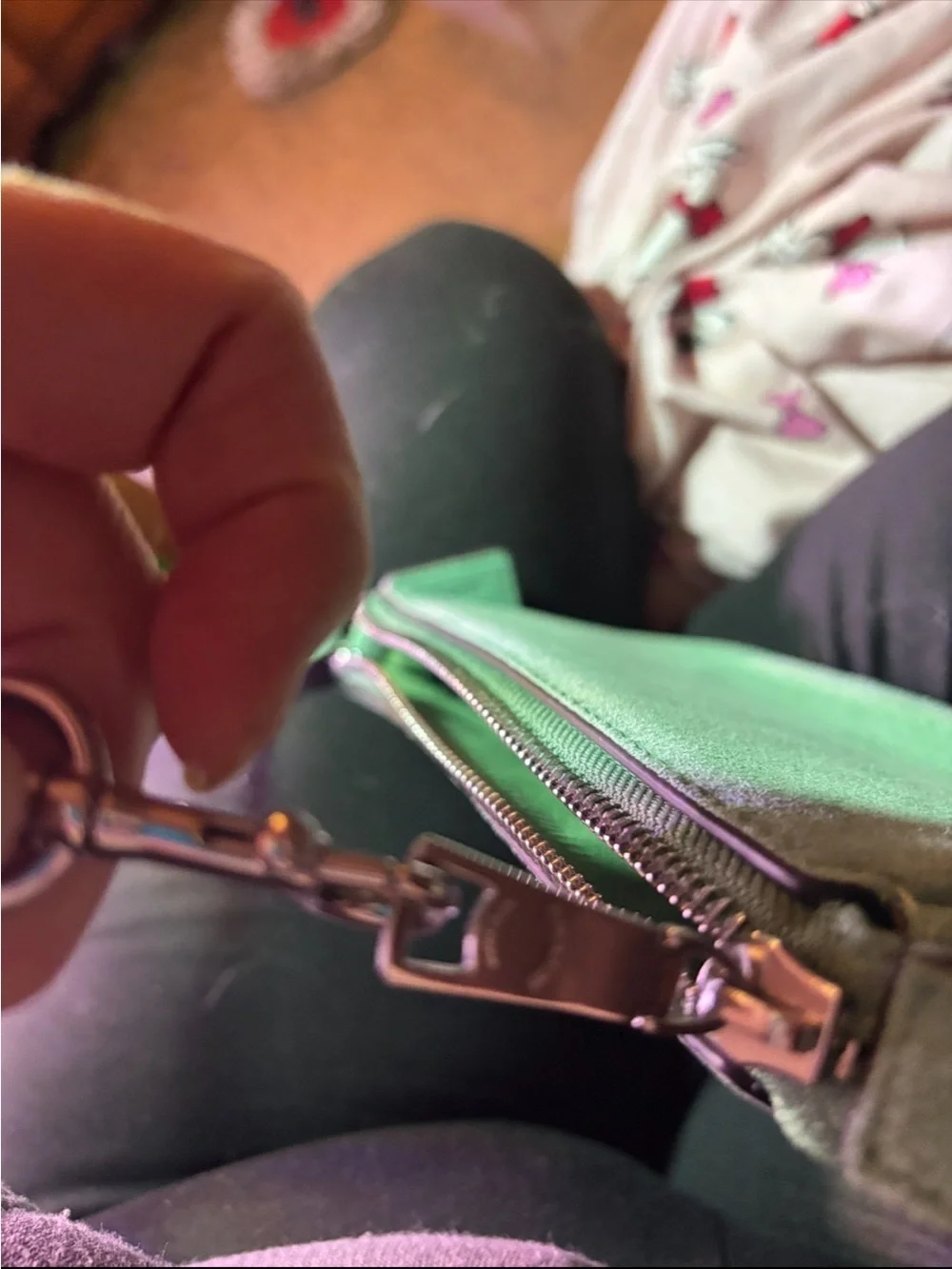 Coach Mint Green Suede Wristlet Clutch